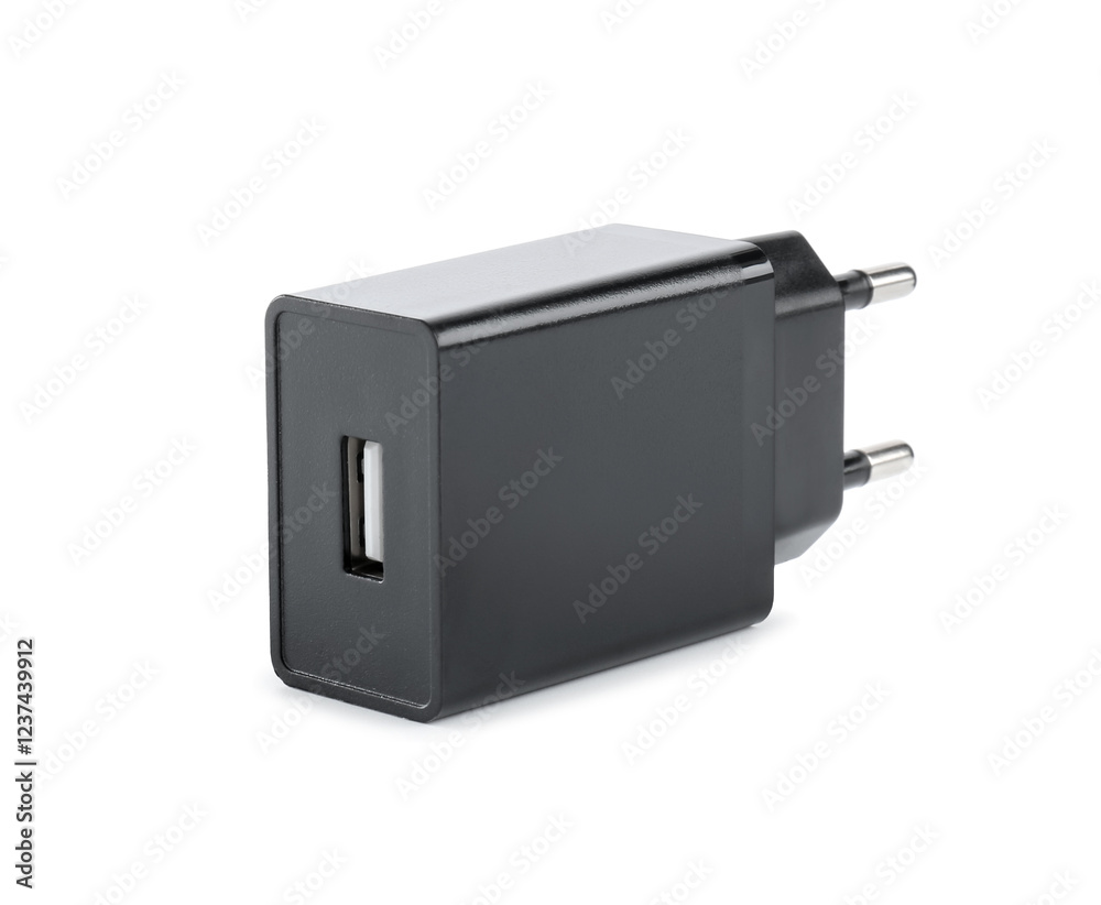 USB power adapter (charger) isolated on white USB power adapter (charger) isolated on white