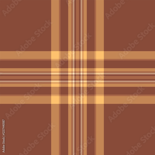 Tissue tartan textile texture, basic fabric pattern vector. Part check seamless background plaid in orange and red colors.
