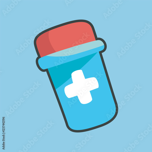 medicine cap with outline flat vector design.