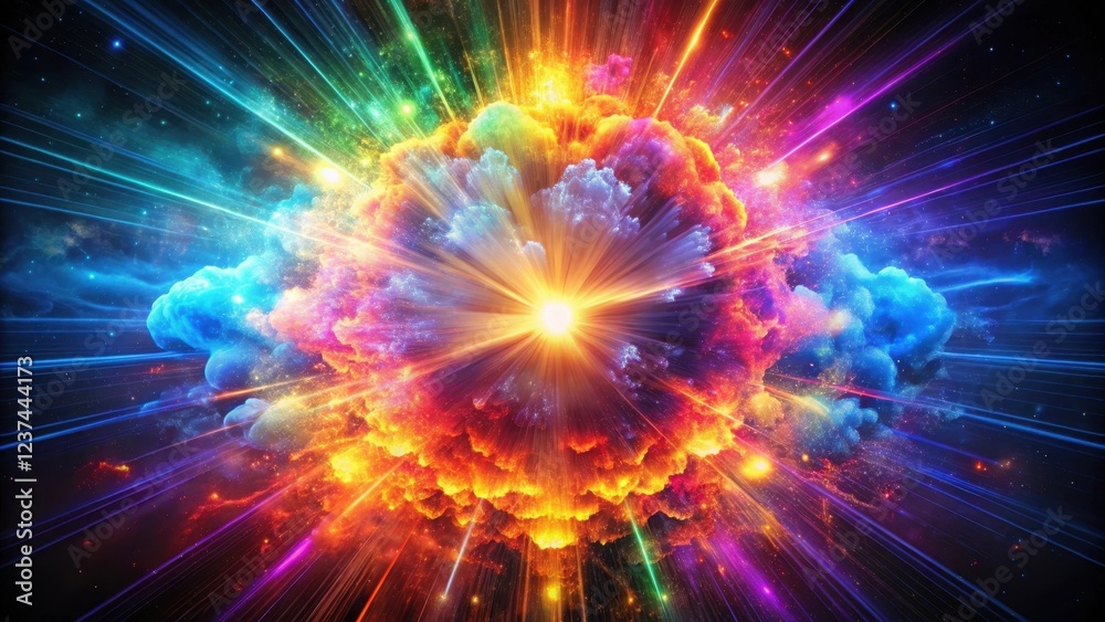Atomic Explosion with Bright Multi-Colored Plasma, atomic explosion Atomic Explosion with Bright Multi-Colored Plasma, atomic explosion