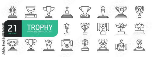 Set Of Trophy Line Icons.