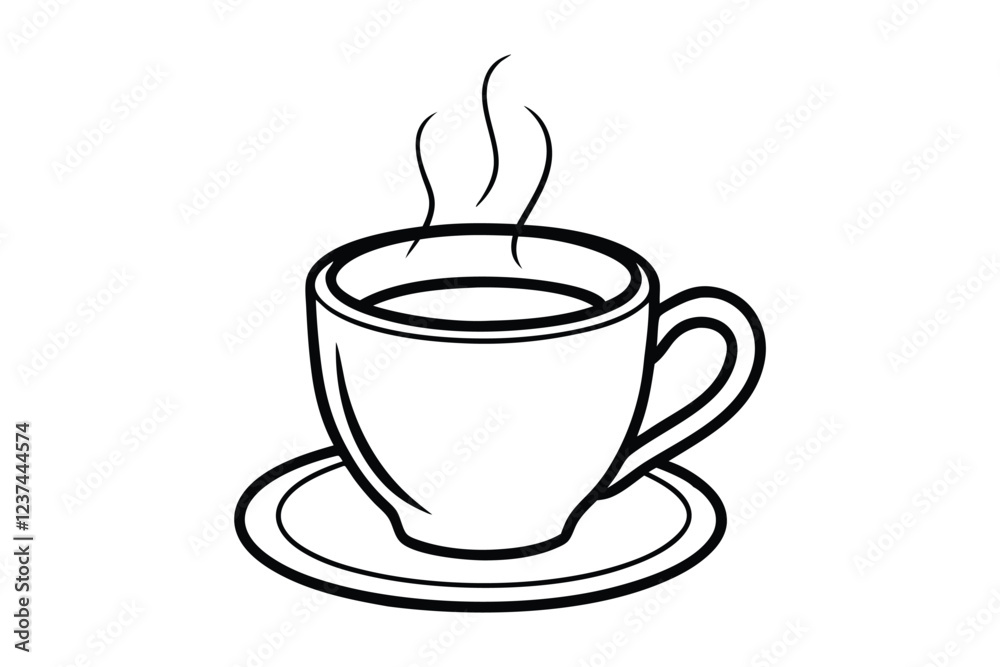 Fototapeta premium coffee cup icon line art vector illustration