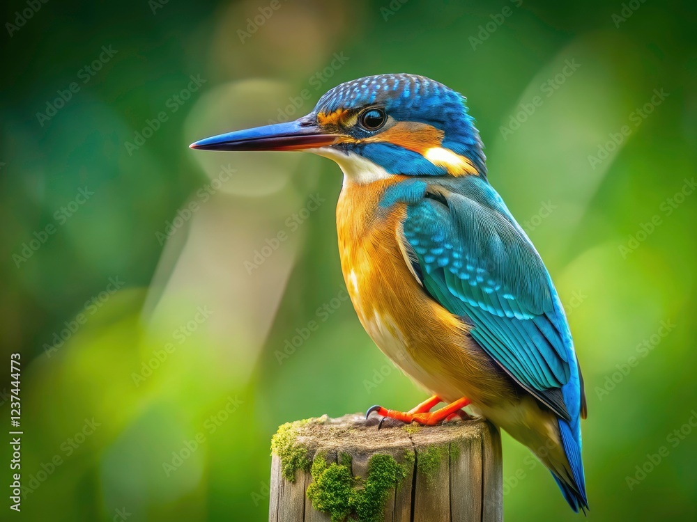 custom made wallpaper toronto digitalKingfisher portrait: brilliant colours pop against a bokeh background of muted greens and browns.