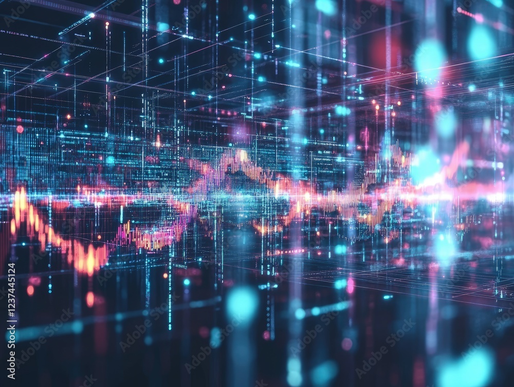 Abstract Digital Data Visualization Network Cyberspace Data Flow Information Technology.