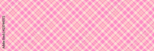 Ornamental seamless tartan plaid, deluxe pattern vector fabric. Newborn background check textile texture in light and pink colors.