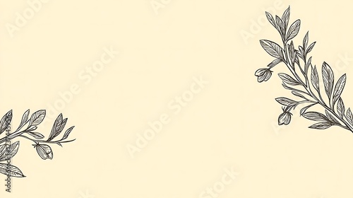 Wallpaper Mural Delicate floral branches frame a pale background Torontodigital.ca