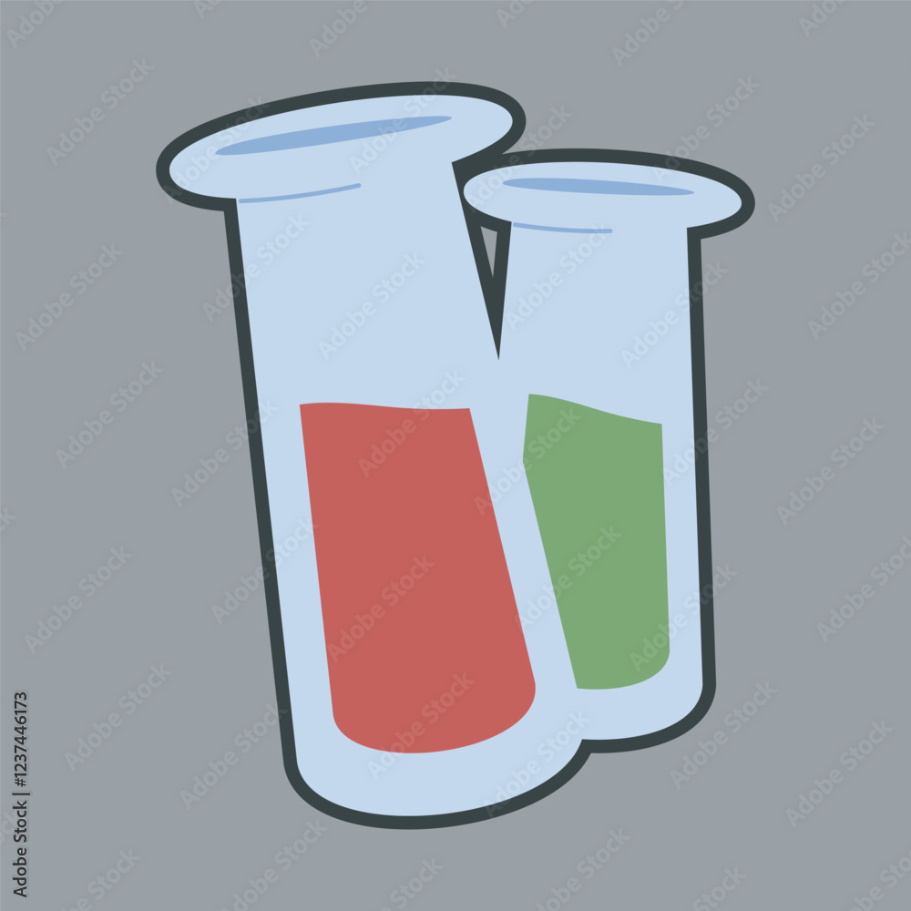 two lab bottle with outline flat vector design. two lab bottle with outline flat vector design.