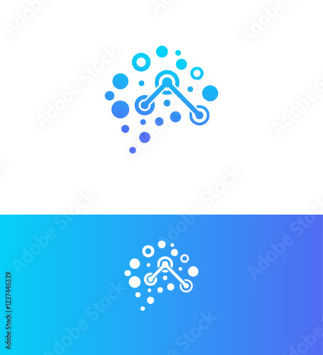 Modern digital brain icon formed by interconnected nodes and lines, symbolizing artificial intelligence, data processing, innovative thinking, and advanced technology concepts.
