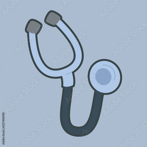 stethoscope tool with outline flat vector design. photo