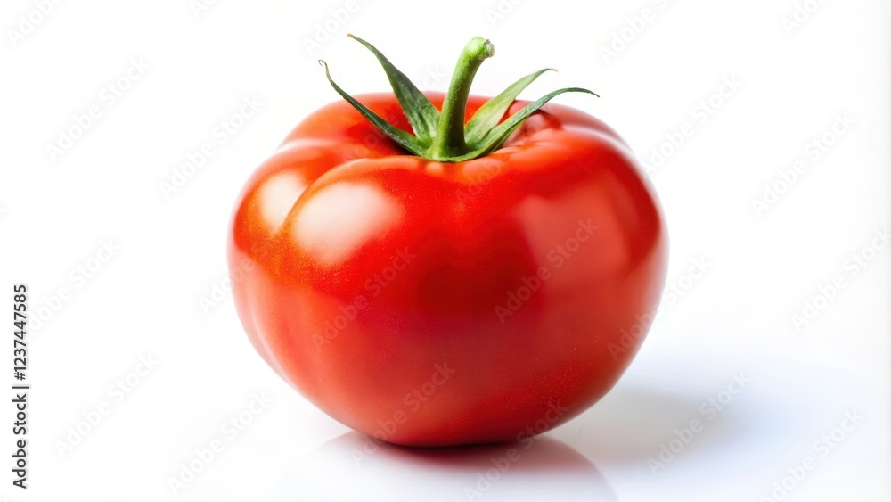Freshly cut red tomato isolated on a white background, showcasing its vibrant color and glossy texture, red tomatoes, kitchen ingredient Freshly cut red tomato isolated on a white background, showcasing its vibrant color and glossy texture, red tomatoes, kitchen ingredient