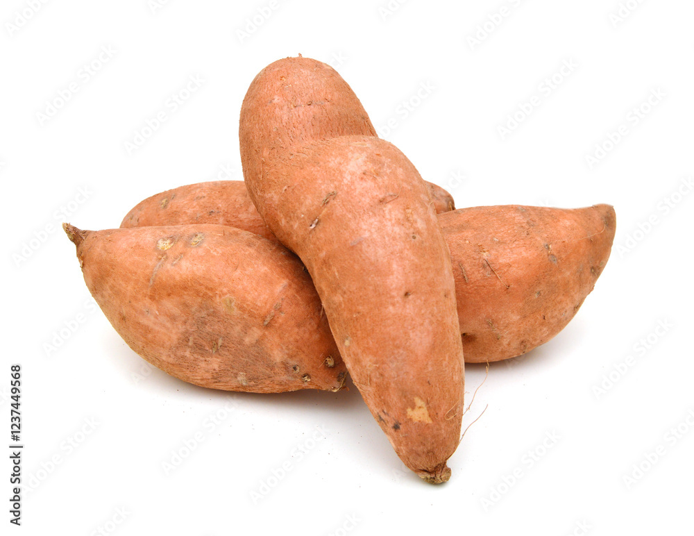 Sweet potatoes on white background Sweet potatoes on white background