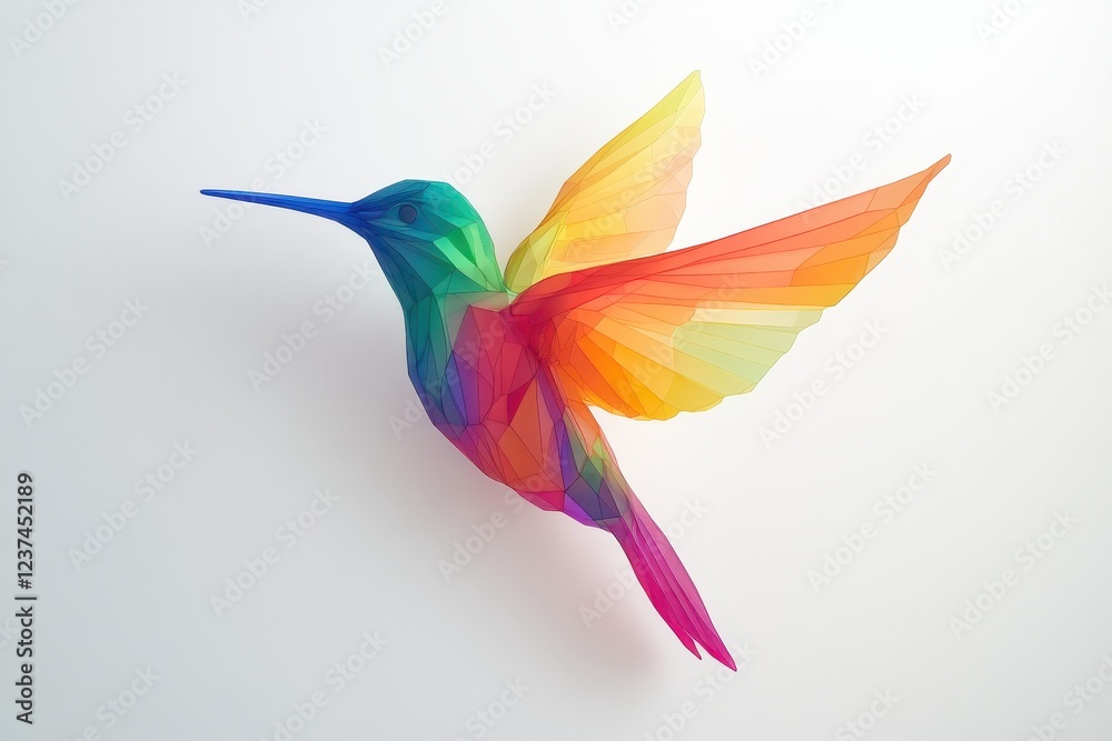 Obraz premium A colorful hummingbird with a blue beak is flying in the air