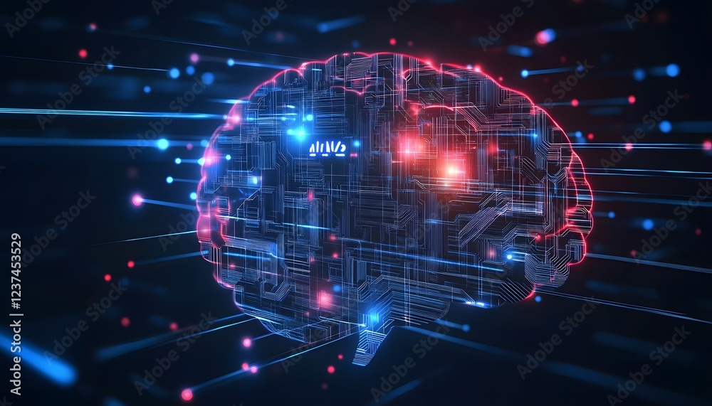 Fototapeta premium Digital Brain Circuitry Artificial Intelligence Network