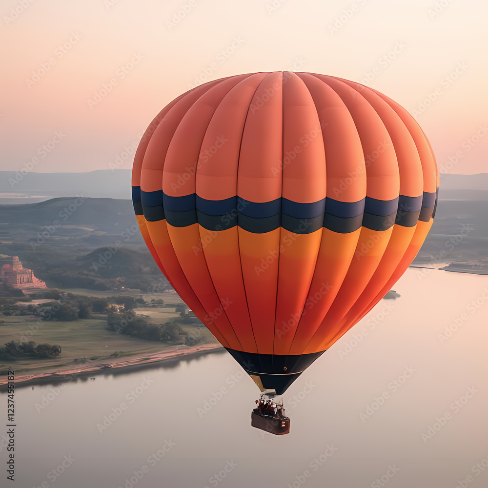 Obraz premium hot air balloon flying above the waters