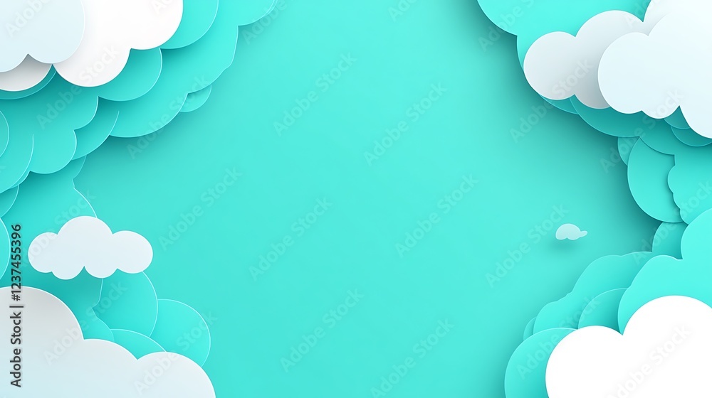 Aqua Sky Paper Clouds Abstract Background Design Aqua Sky Paper Clouds Abstract Background Design