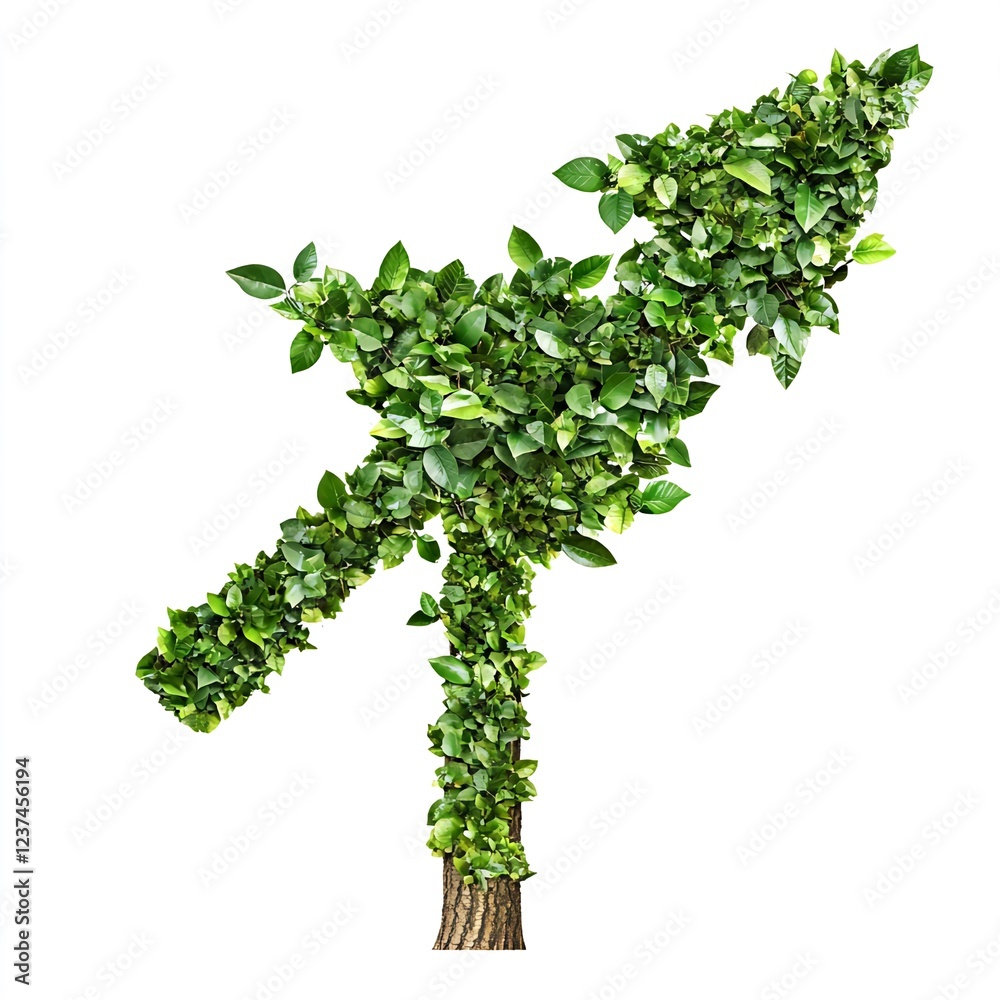 Fototapeta premium Growing upward arrow, leaves, tree, nature, growth, progress, environmental concept, stock photo