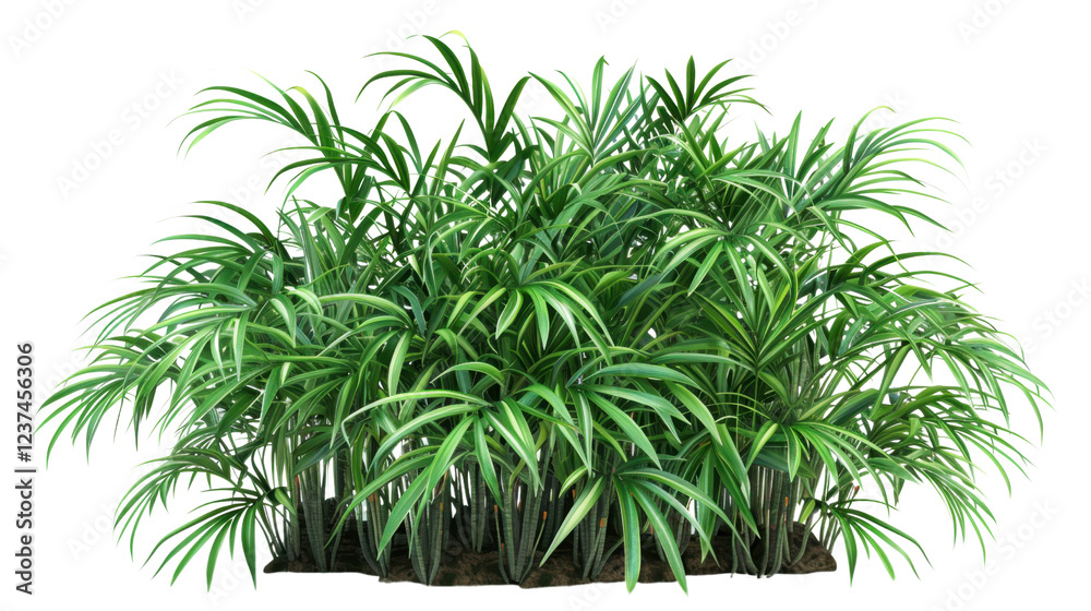 Fototapeta premium Lush green foliage of umbrella plant on transparent background