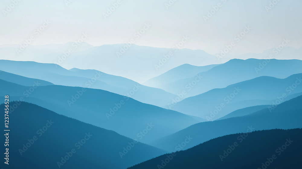 Landscape with abstract gradient of mountain peaks in blue colors, natural travel outdoor background Landscape with abstract gradient of mountain peaks in blue colors, natural travel outdoor background