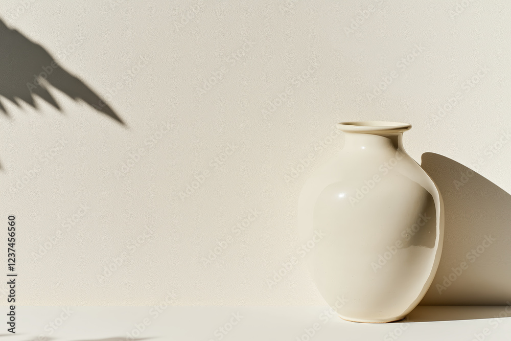Minimalist cream vase with shadow Minimalist cream vase with shadow