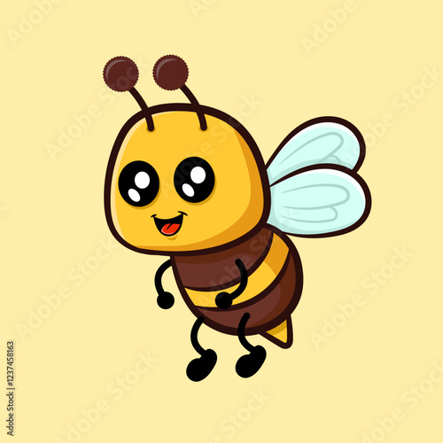 Cute cartoon bee character flying