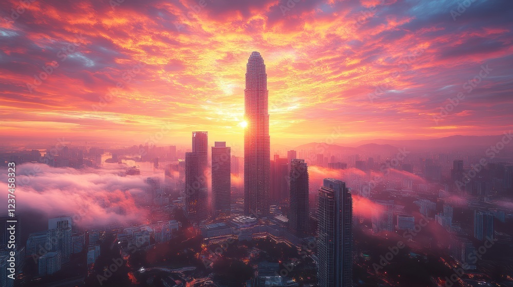 Fototapeta premium Majestic Kuala Lumpur Skyline at Sunrise