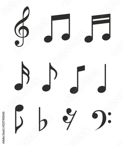 Music notes icons set. Music simbol. Musicnotes icons. photo