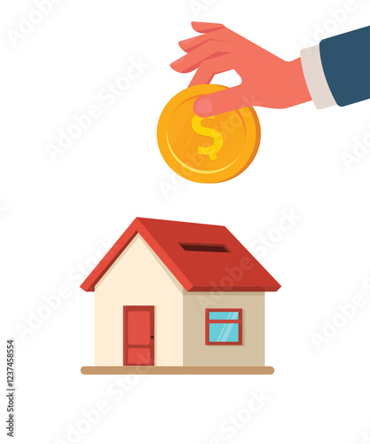 Save money for a house buying vector illustration