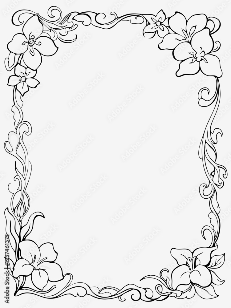 Delicate Floral Frame with Twisting Vines and Elegant Leaves, Nature-Inspired Border, Hand-Drawn Decorative Artwork, Beautiful Ivy and Flower Border for Photos and Art Delicate Floral Frame with Twisting Vines and Elegant Leaves, Nature-Inspired Border, Hand-Drawn Decorative Artwork, Beautiful Ivy and Flower Border for Photos and Art