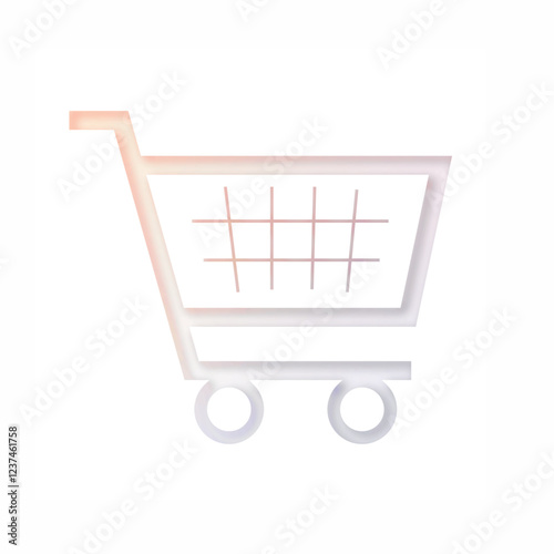 Shopping cart icon vector design in white color with depth