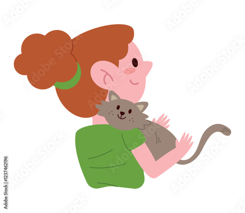 Child cuddling a small pet ferret with care