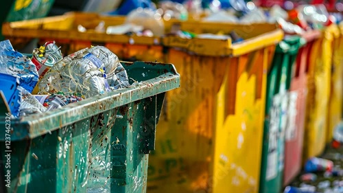 Overflowing Recycling Bins: A Visual Representation of Waste Management