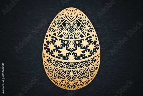 silhoute of egg with floral pattern on black photo