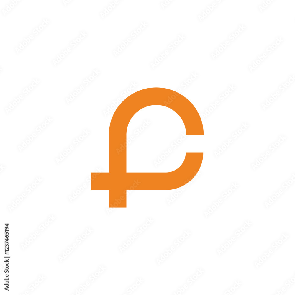 letter pc simple geometric yellow logo vector