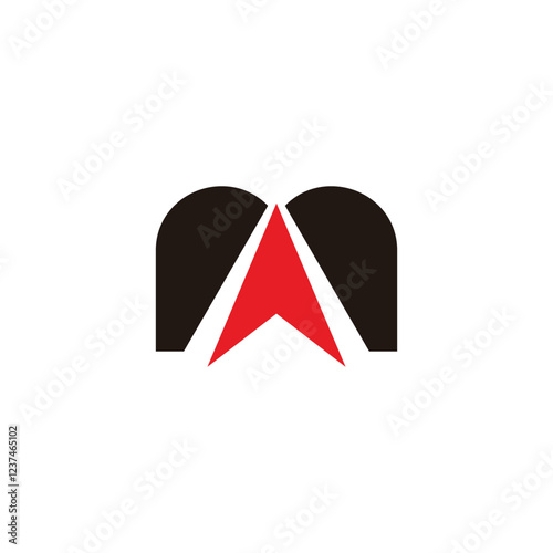 letter m arrow slice up geometric logo vector