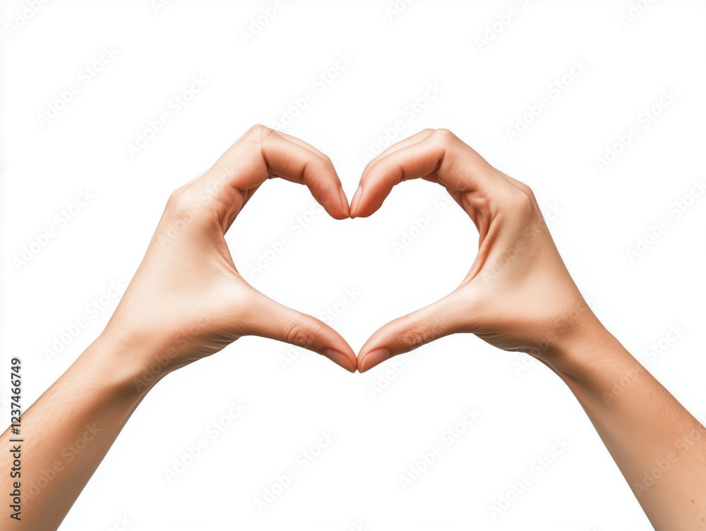 Hands Forming Heart Shape Gesture on White Background for Love and Connection Concept Hands Forming Heart Shape Gesture on White Background for Love and Connection Concept