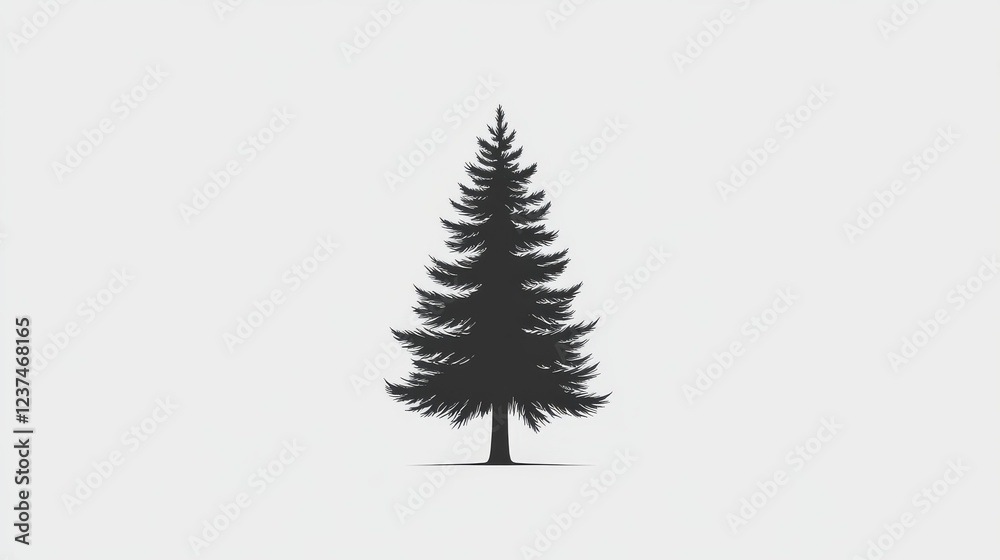 Silhouette of pine tree in minimalist design nature environment digital art calm atmosphere Silhouette of pine tree in minimalist design nature environment digital art calm atmosphere