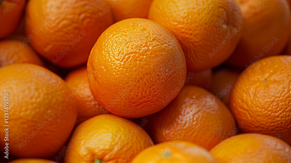 Close-Up of Multiple Ripe Oranges Displaying Textured Peels