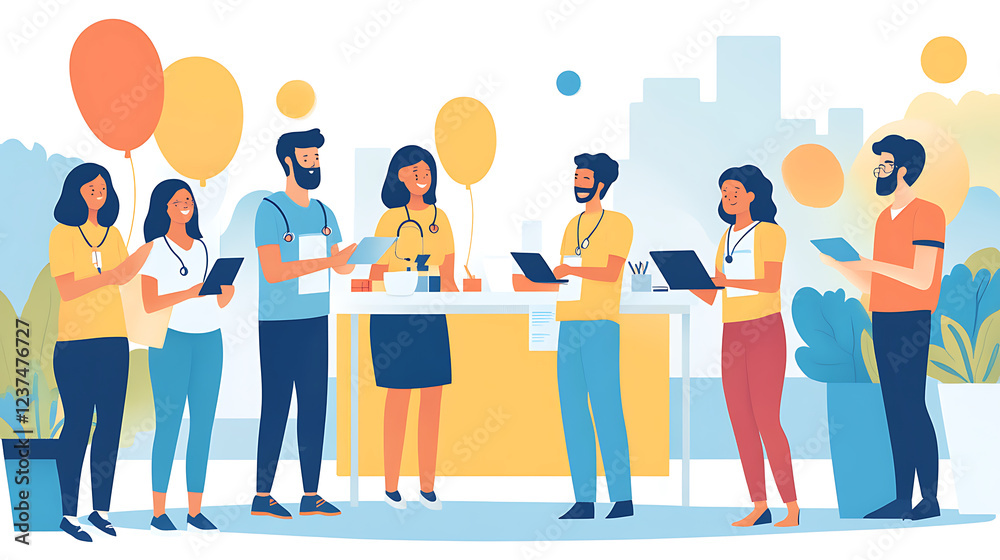 Obraz premium Diverse Team Collaboration at City Event