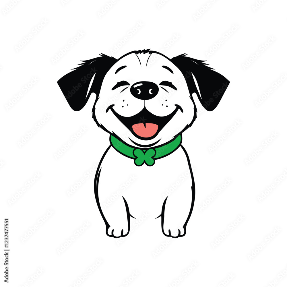 Fototapeta premium Happy Dog with Shamrock Charm for Greeting Cards 