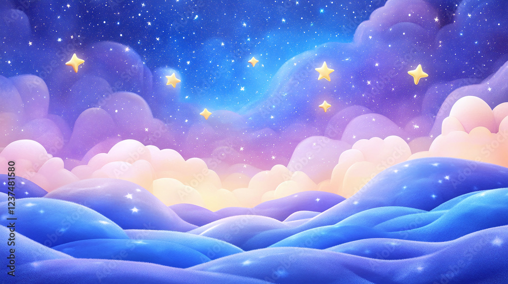 Obraz premium 3D cartoon star cloud background