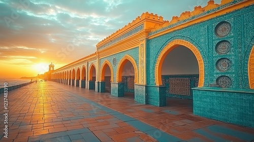 Sunset over the Moorish Architecture of Essaouira, Morocco