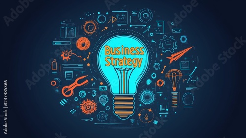Overview of innovative business strategies and creative workspace infographic design