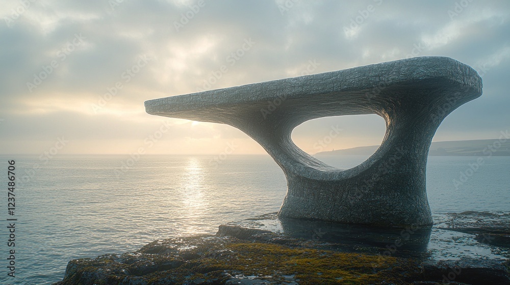 Fototapeta premium Sunrise Over the Coastline Sculpture