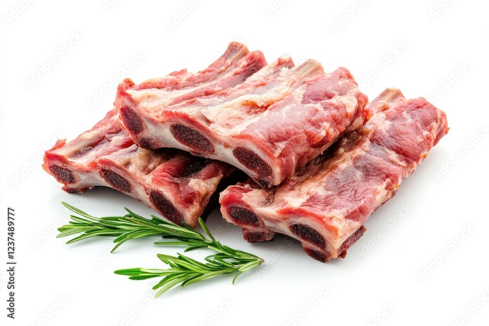 Raw Pork Ribs with Fresh Rosemary Sprigs Raw Pork Ribs with Fresh Rosemary Sprigs
