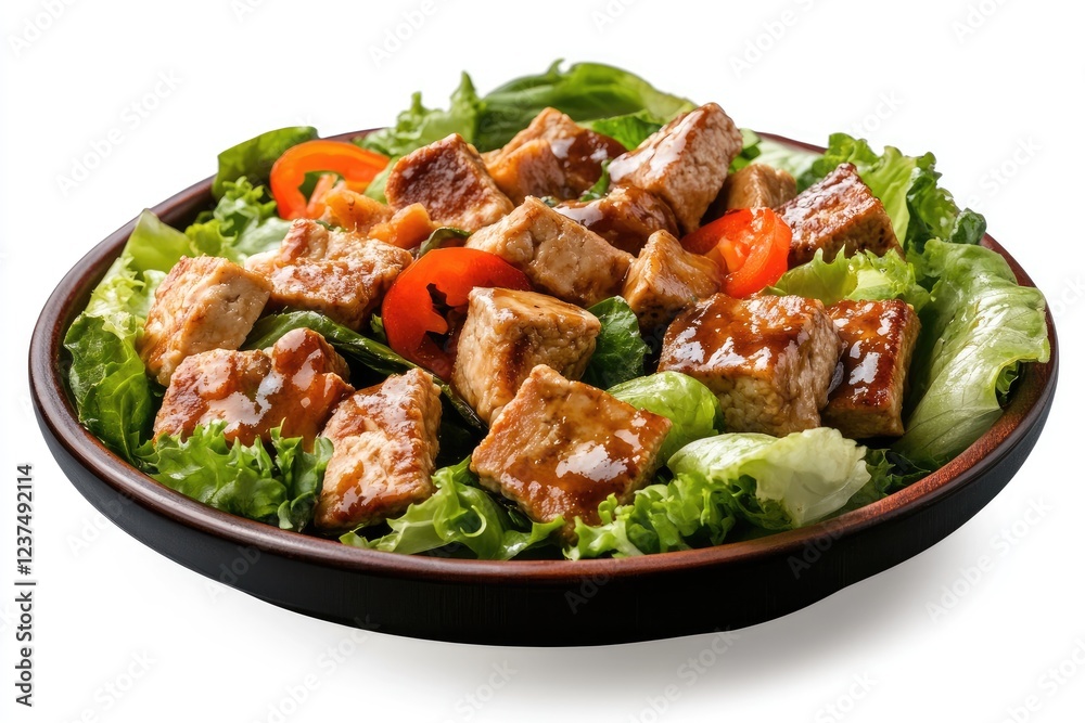 Grilled Teriyaki Chicken Salad with Fresh Lettuce and Tomatoes Grilled Teriyaki Chicken Salad with Fresh Lettuce and Tomatoes