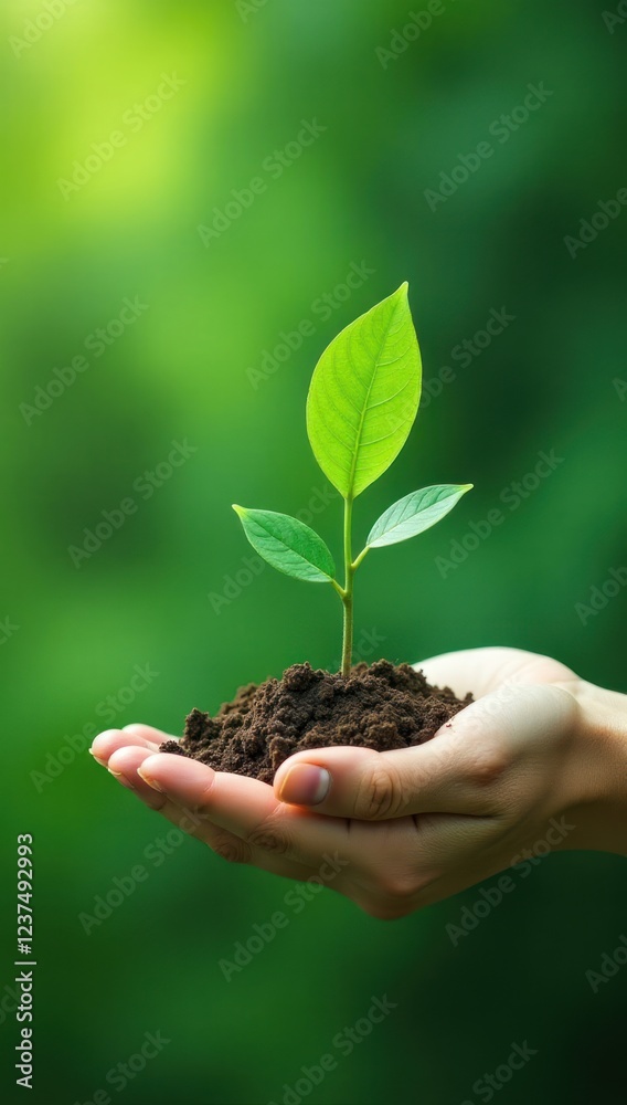 Hand Holding Sprout with Green Background. Great for use in environmental campaigns. Hand Holding Sprout with Green Background. Great for use in environmental campaigns.