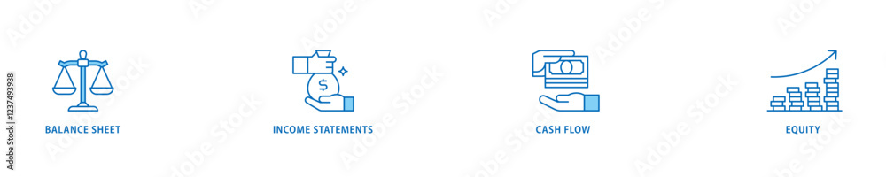Financial statements icon set flow process which consists of graph, balance sheet, pie chart, income statements, money, calculator, income, earningicon live stroke and easy to edit . Financial statements icon set flow process which consists of graph, balance sheet, pie chart, income statements, money, calculator, income, earningicon live stroke and easy to edit .
