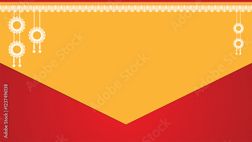 Create an abstract background with a solid yellow and red color scheme featuring an intricate Mandala design, radiating warmth and artistic elegance.