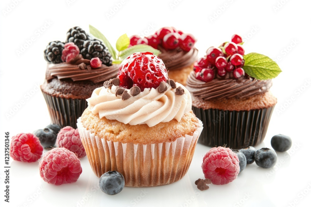 Delicious Cupcakes Topped With Fresh Berries Delicious Cupcakes Topped With Fresh Berries