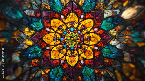 Wallpaper Mural colorful stained glass window mandala pattern design abstract background Torontodigital.ca
